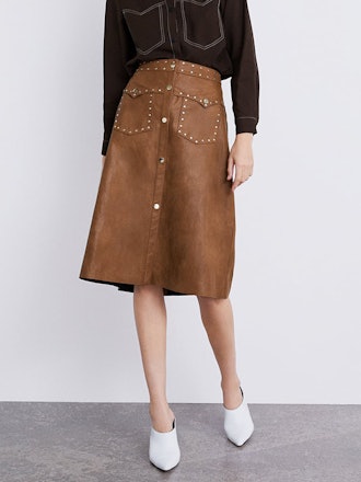 Studded Faux Leather Skirt