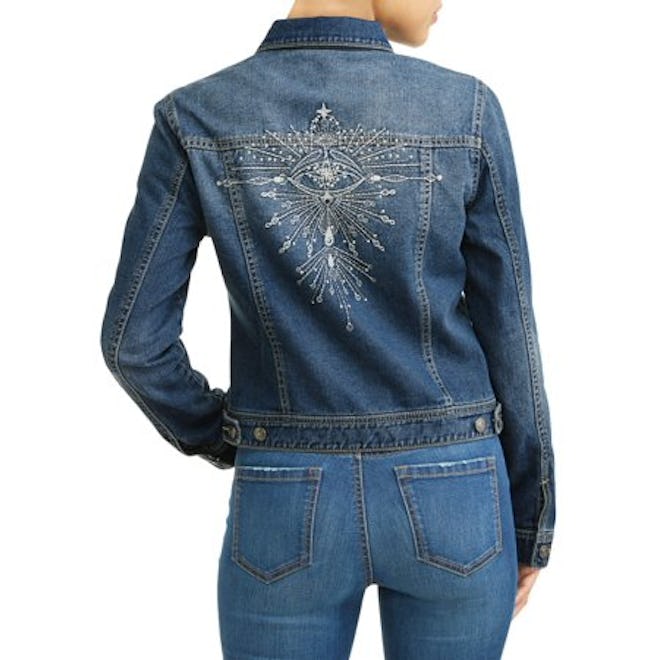 Angela Embroidered Evil Eye Denim Jacket Women's 