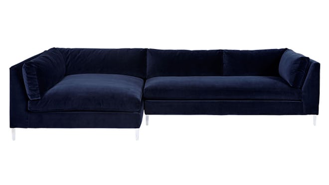 Decker 2-Piece Blue Velvet Sectional Sofa