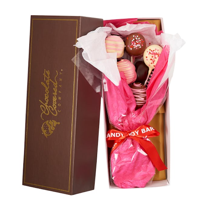 Valentine’s Day Chocolate-Covered Donut Pops Bouquet