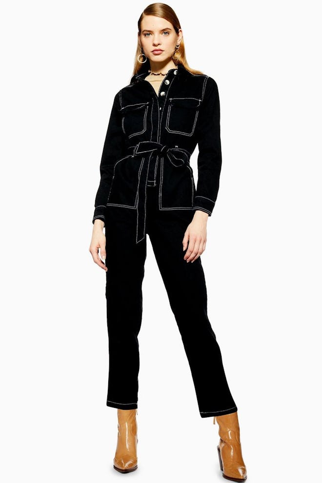 Topshop Black Denim Boiler Suit