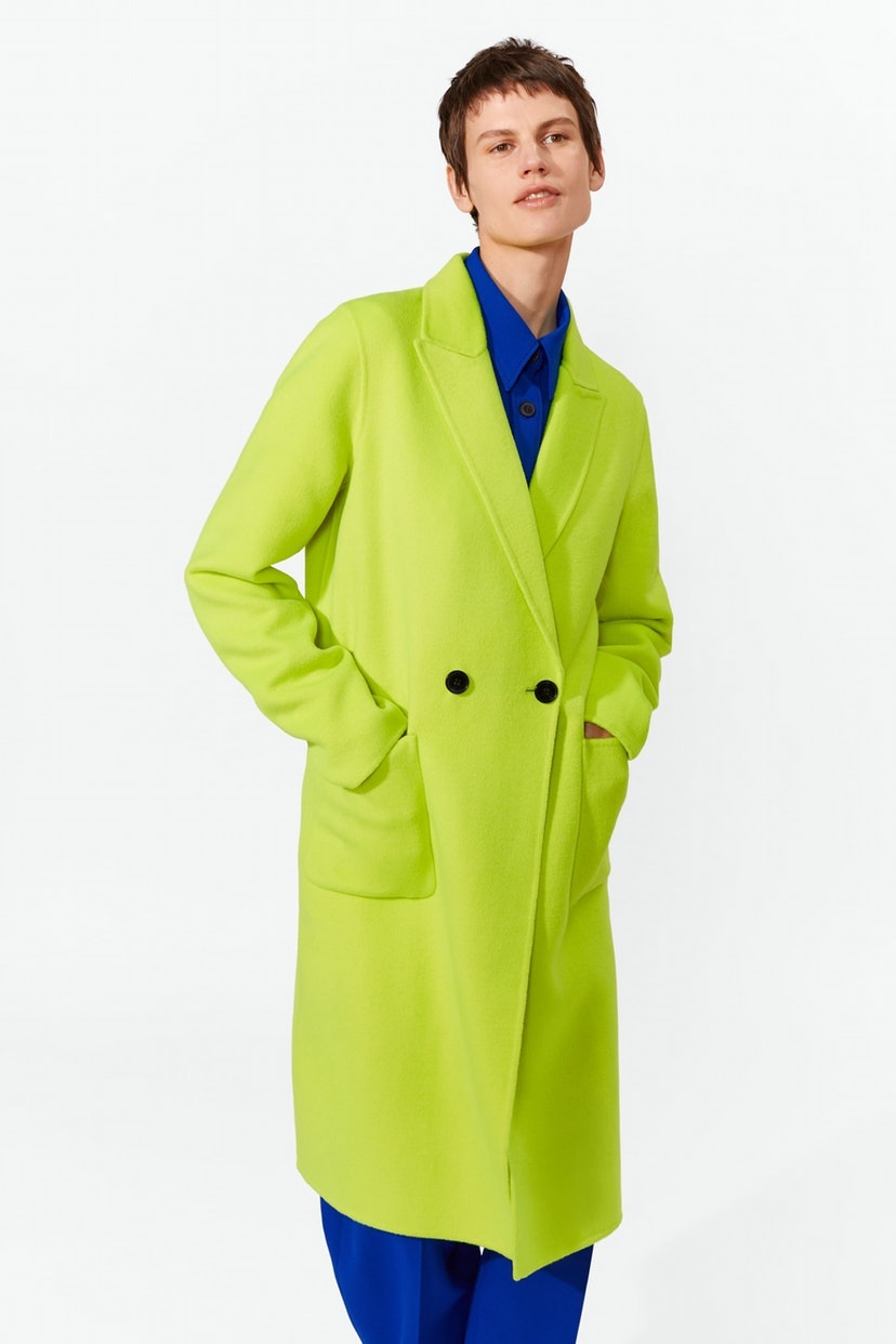zara neon green coat