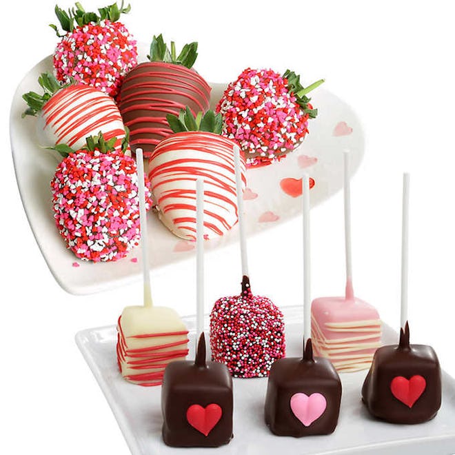 Valentine's Day Belgian Chocolate Covered Strawberries & Cheesecake Combo, 12 pieces