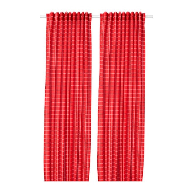 ROSALILL Curtains, 1 Pair, Red/White 