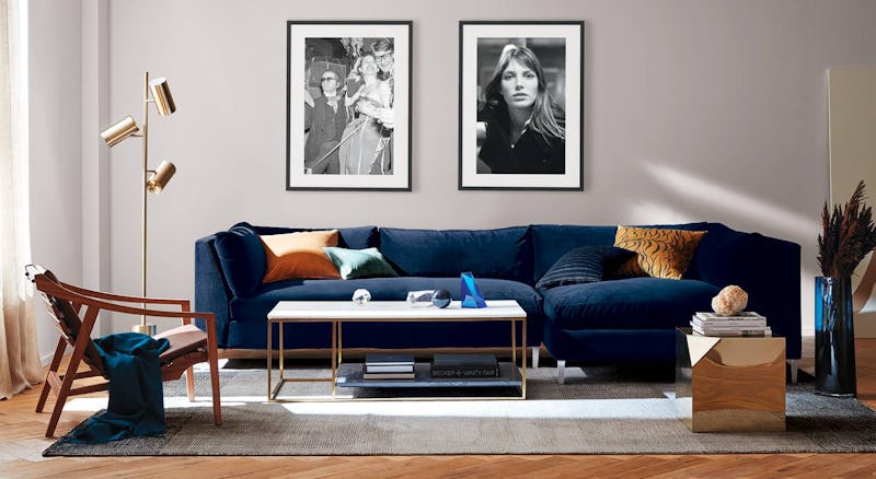Cb2 S Upholstery Includes A Velvet Sectional Among Other Luxe Investment Pieces Cb2 S Upholstery Includes A Velvet, Savile Black Leather Tufted Sofa