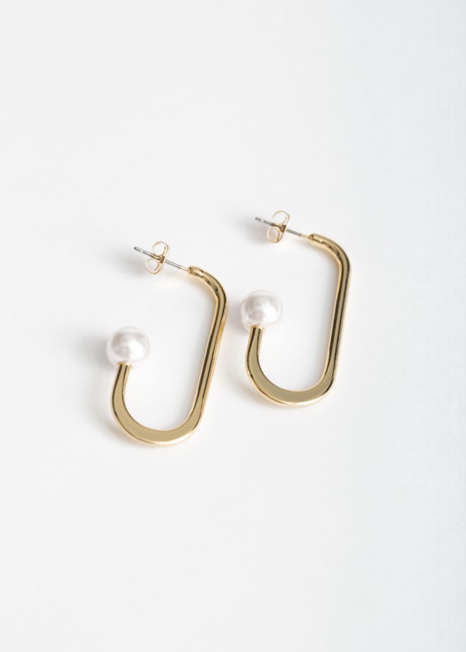 Open Oval Pearl Earrings