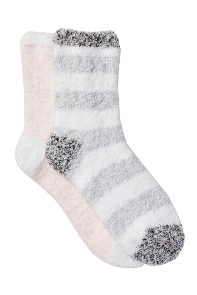 Free Press Patterned Micro Crew Fuzzy Socks - Pack of 2