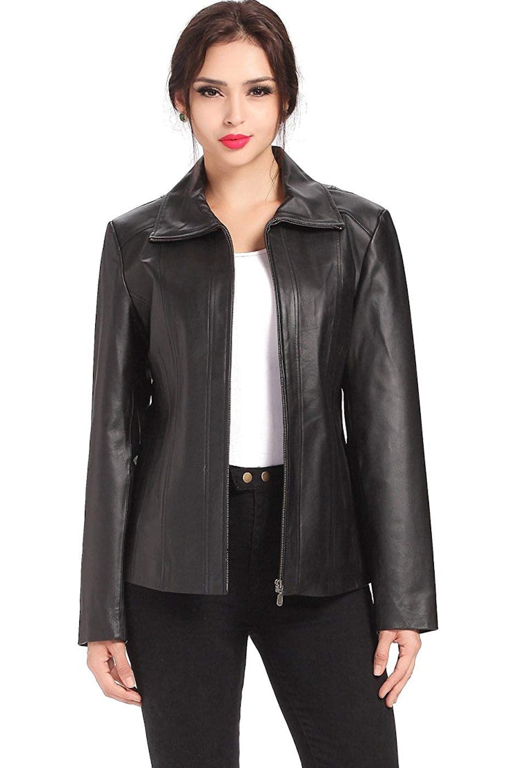 This is the best leather jacket for petites.
