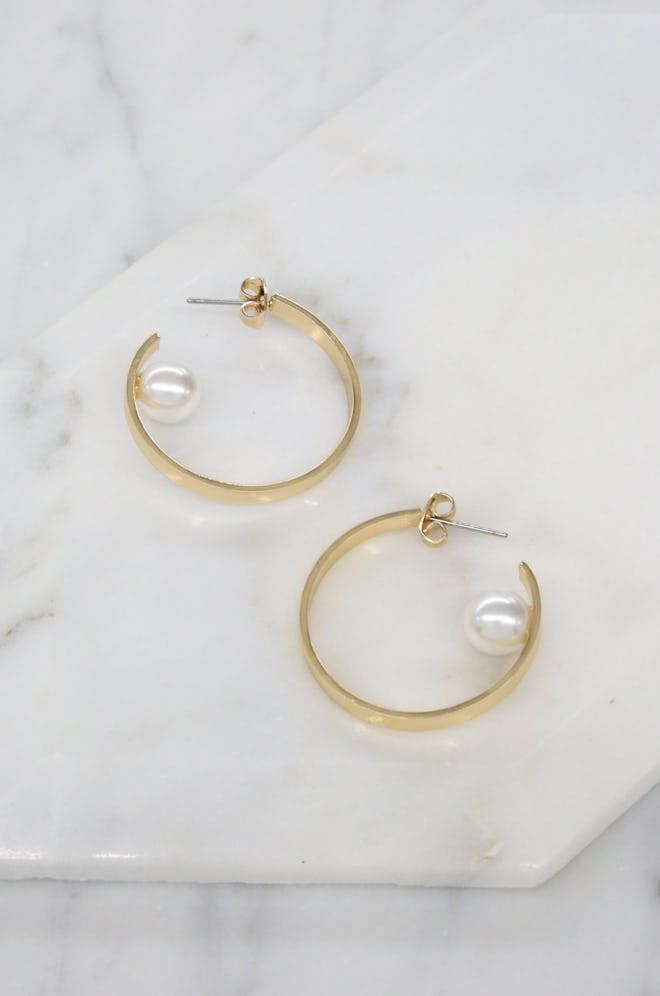 Baby Pearl Hoops in Gold