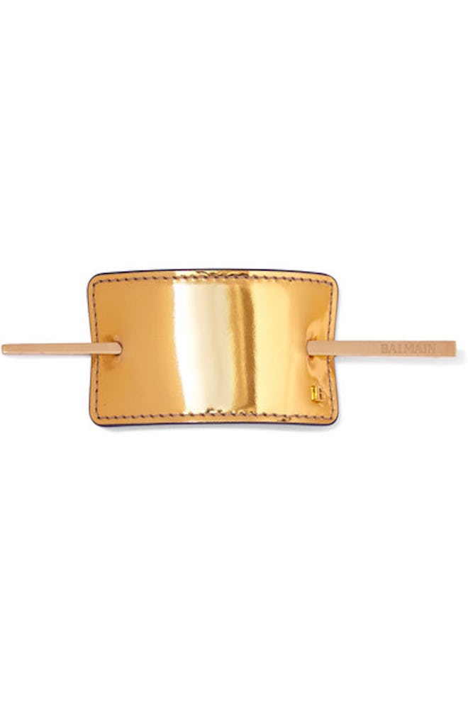 Gold-Tone and Metallic Leather Hairclip