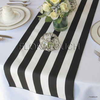Black and White Striped Table Runner 