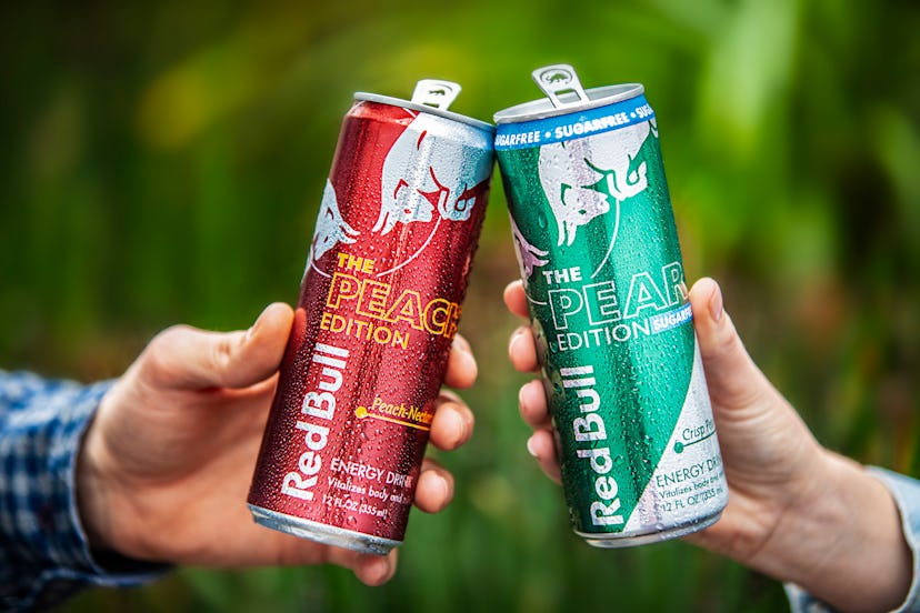 Red Bull's Peach & Pear Flavors Just Hit Shelves, Adding To A Fruitful