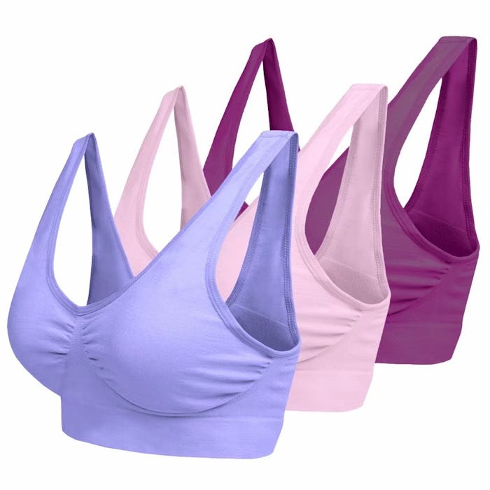 3 Pack Women's Active Seamless Push Up Bras with Removable Padding