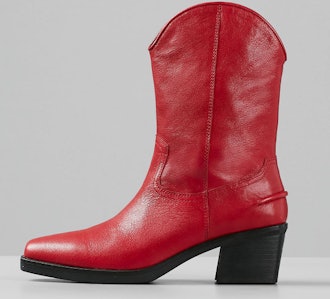 Simone Red Leather Boots