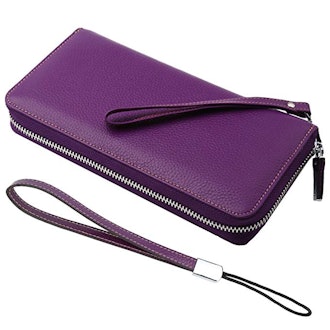 Lavemi Women's RFID Blocking Leather Zip Around Wallet Clutch 