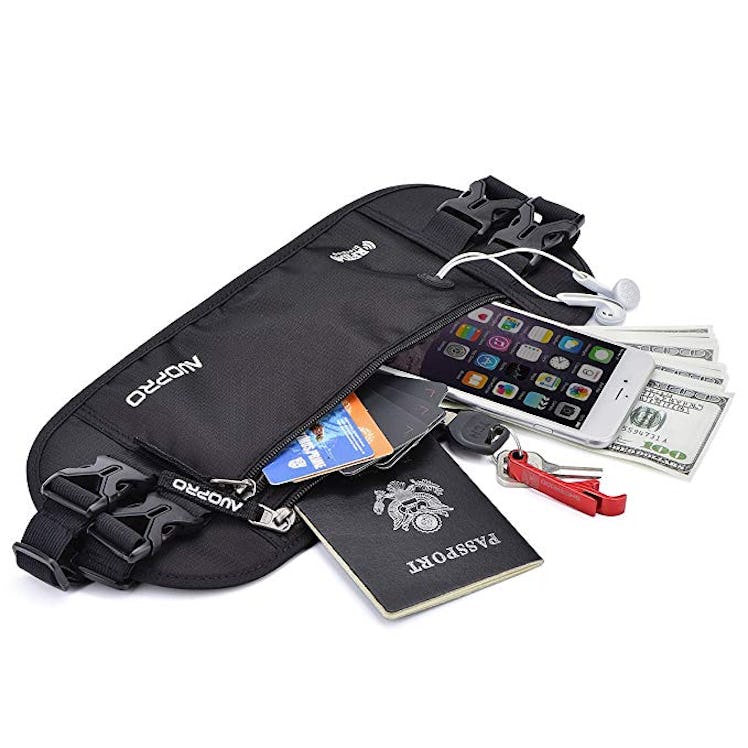 AUOPRO Hidden Money Belt With RFID Travel Wallet