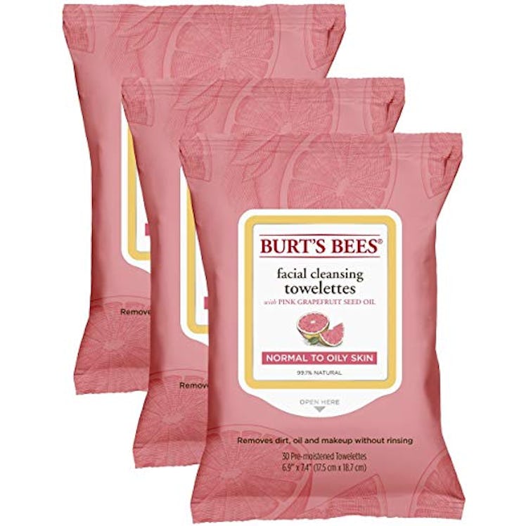 Burt’s Bees Pink Grapefruit Facial Cleansing Towelettes (30-Count, Pack of 3)