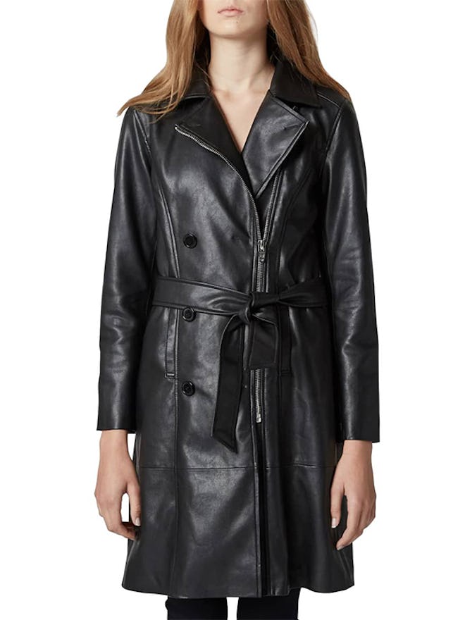 Faux Leather Trench Coat