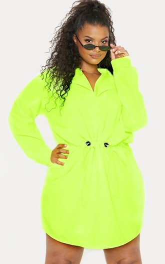 Plus Neon Lime Toggle Waist Shift Dress