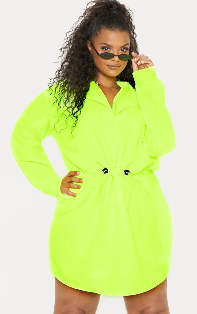 Plus Neon Lime Toggle Waist Shift Dress