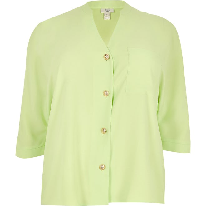 Plus Lime Green Long Sleeve Shirt