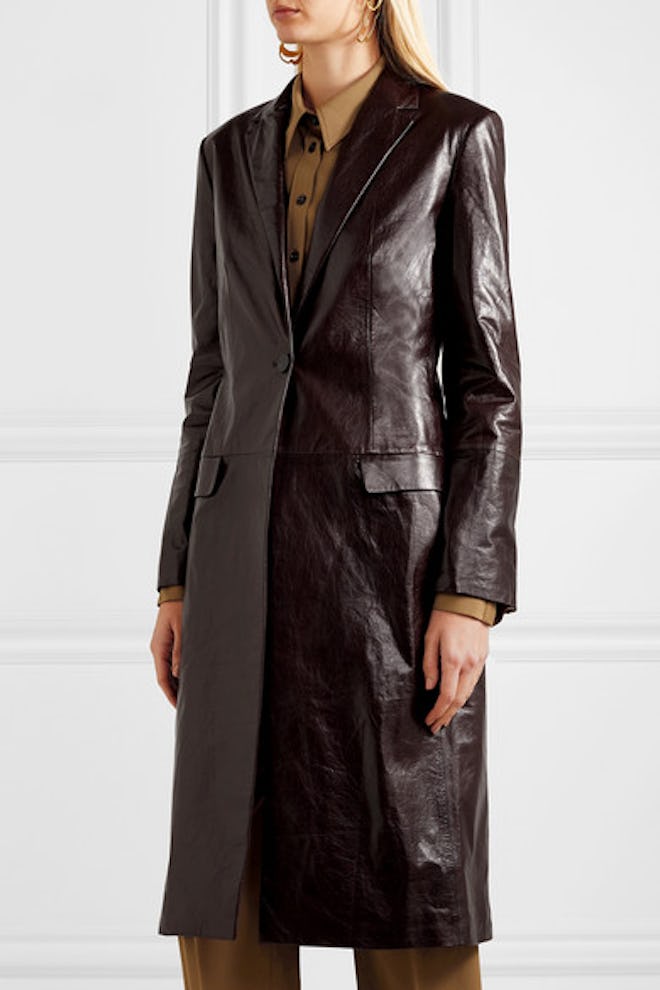 Textured-Leather Coat