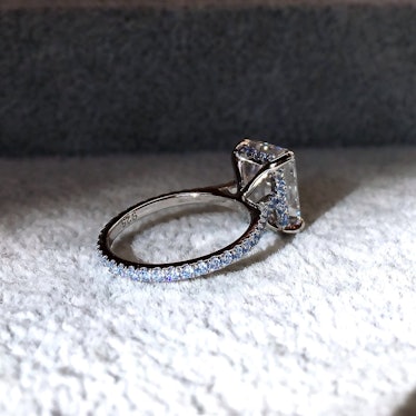 3 Ct Blue Diamond Simulant Engagement Ring 14k White Gold 
