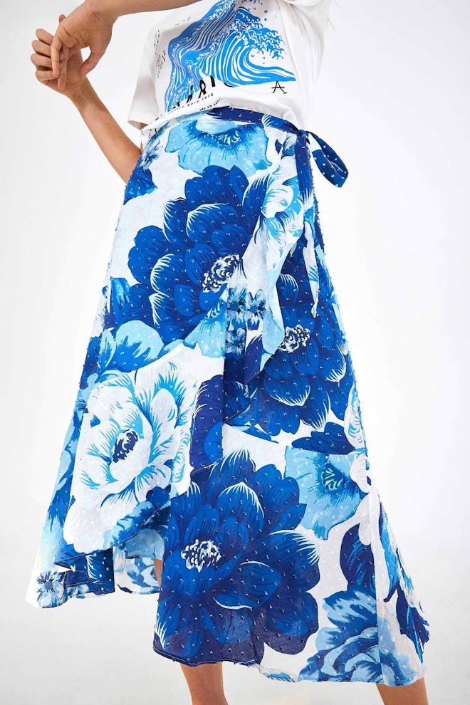 Azulejo Tile Midi Wrap Skirt