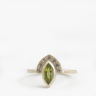 ARDONN Peridot Engagement Ring, 9k Yellow Gold + Diamonds