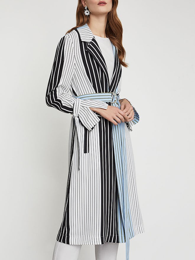 Striped Long Trench Coat