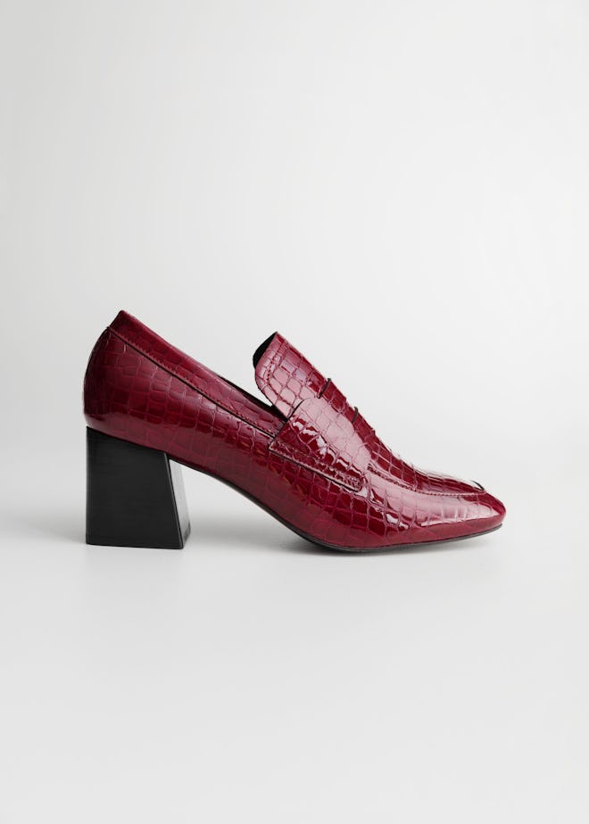 Patent Croc Heeled Loafers