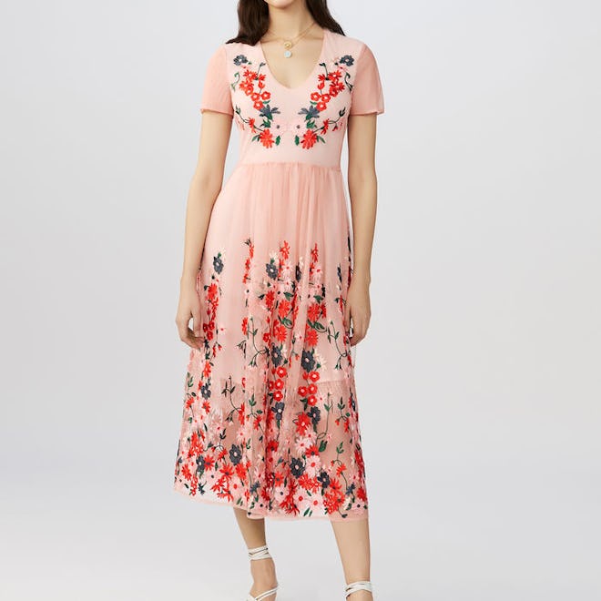 Maxi Dress in Embroidered Tulle