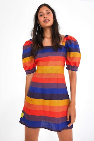 Rainbow Puffed Sleeve Dress
