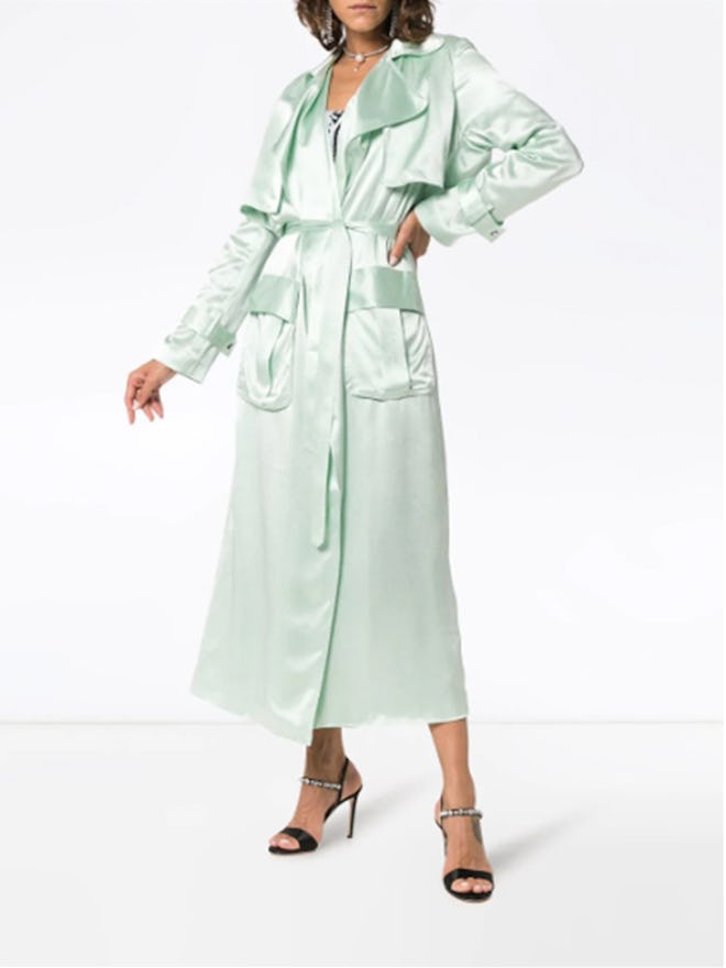 Belted Silk Trench