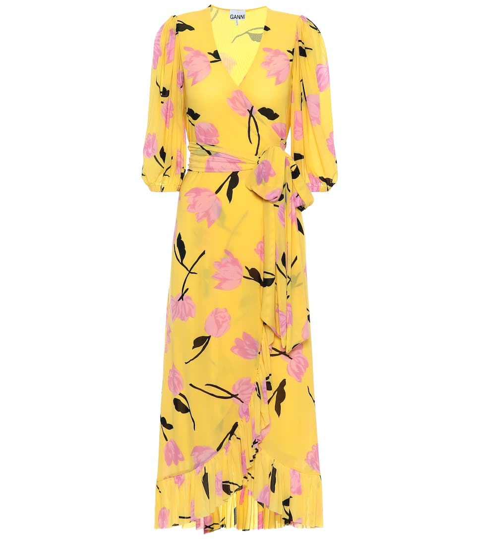 ganni yellow floral dress