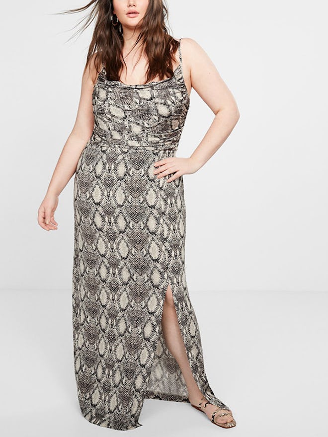 Snake Print Draped Dress