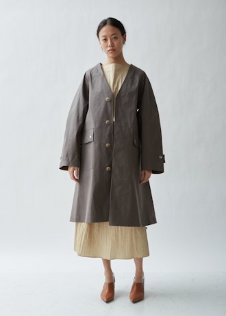 Mackintosh Belted Collarless Trench Coat