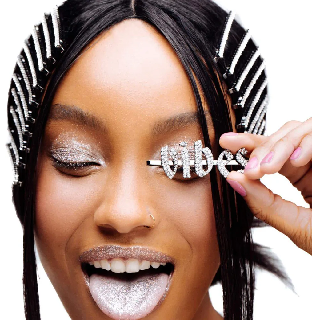New Kitsch X Justine Marjan Rhinestone Bobby Pins QUEEN DAMN VIBES BOSS BADASS New Kitsch X Justine Marjan Rhinestone Bobby Pins QUEEN DAMN  main image 3