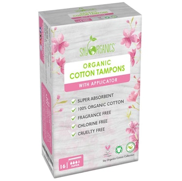 Sky Organics Cotton Super Tampons With Biodegradable Applicators (16 Count)