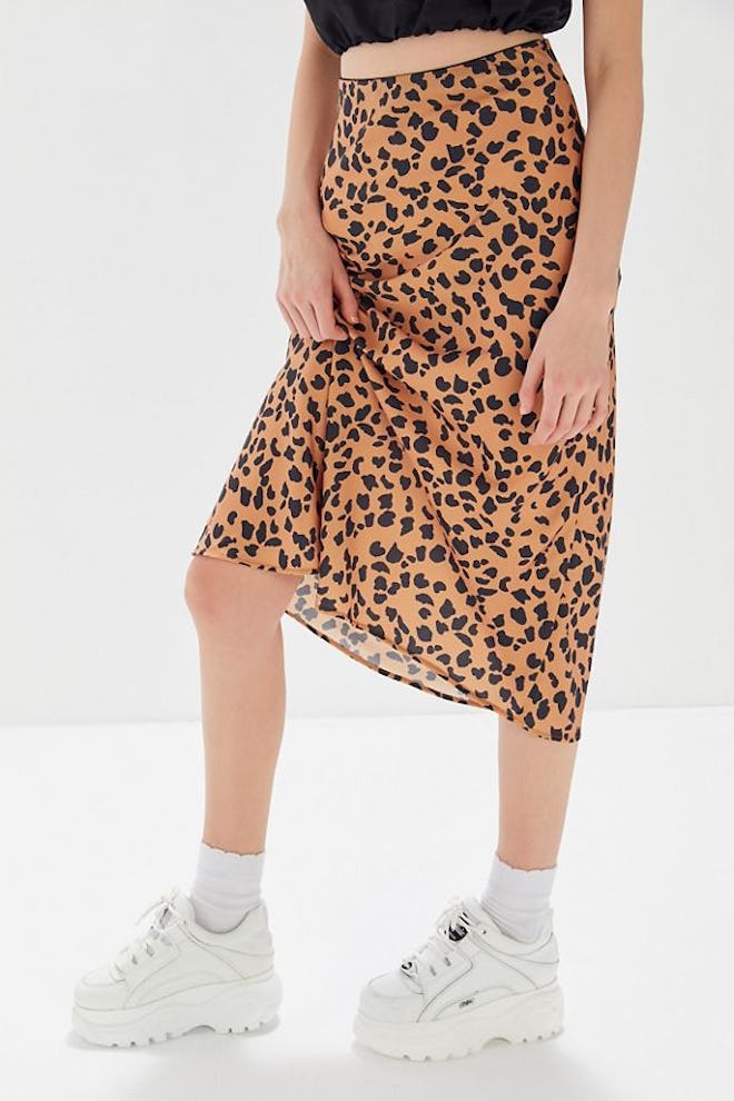 Rowan Leopard Print Satin Slip Skirt