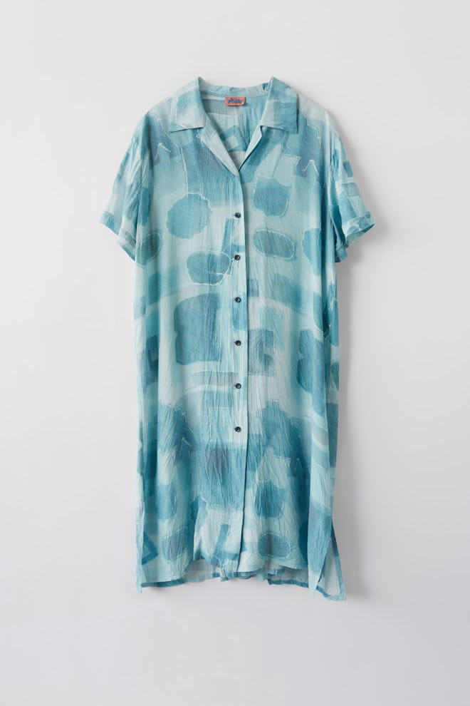 Printed shirt dress palace blue/sand beige