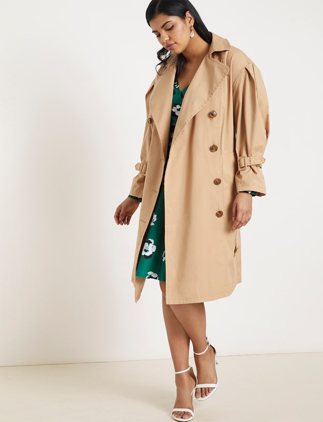 Puff-Sleeve Trench Coat
