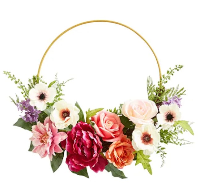 Faux Peony & Rose Metal Ring Asymmetrical 17" Wreath