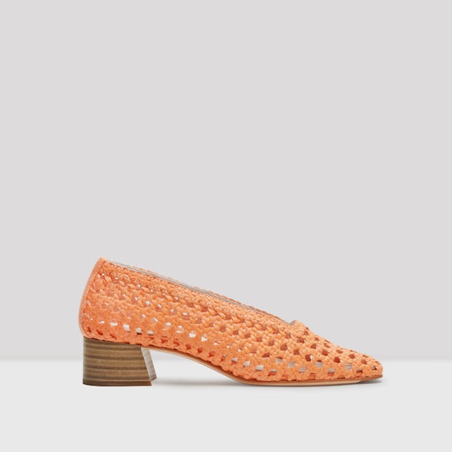Taissa Neon Orange Leather Mid-Heels