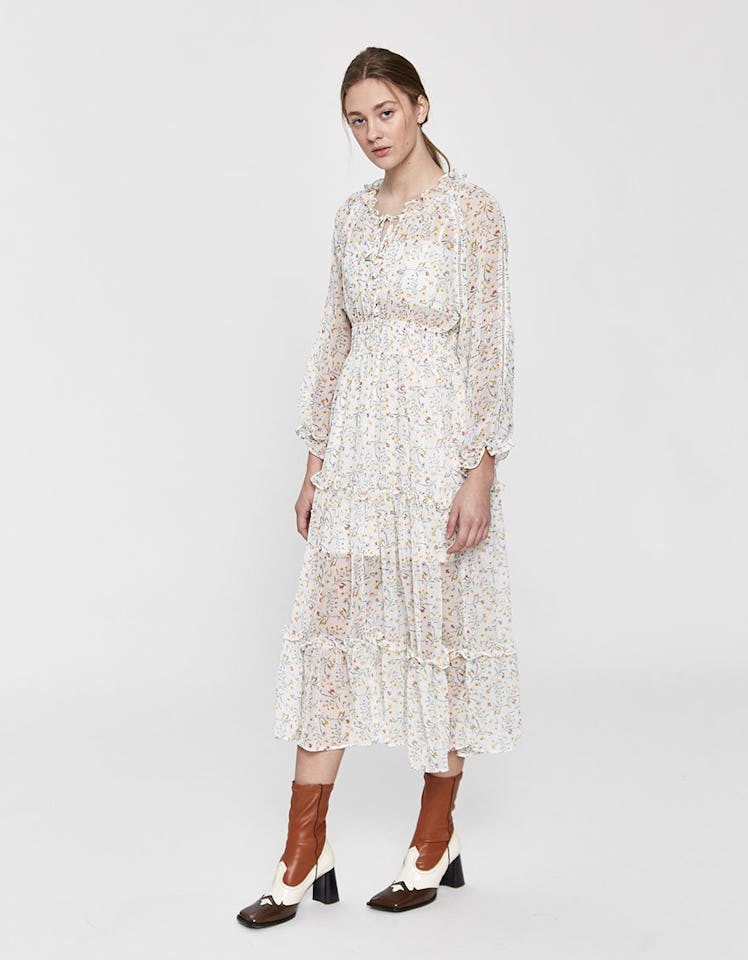 Farrow Luciana Floral Tiered Maxi Dress in White