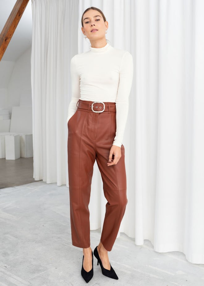 Belted Leather Pants