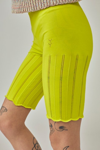 Holey Bike Short In Sprout Yellow 