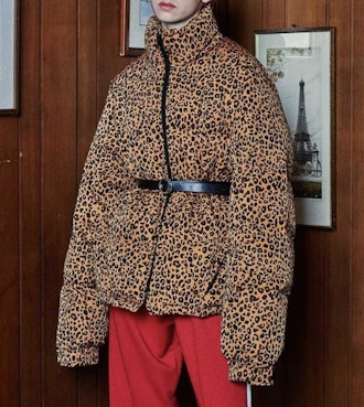 Oversized Duckie Puffer Jacket in Leopard