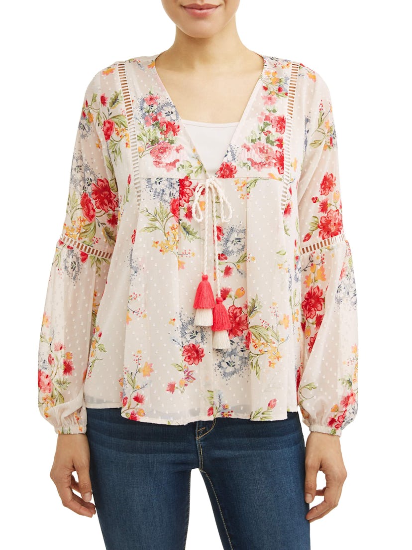 Time and Tru Women's Woven Blouse Jacket with Cami