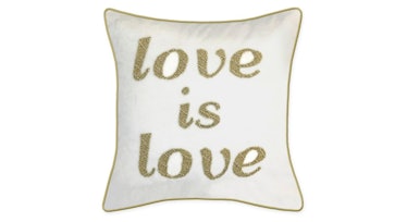 Edie @ Home "Love is Love" Square Throw Pillow in Oyster
